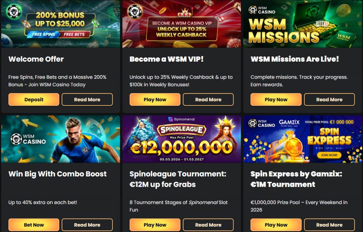 WSM Casino Boni – Willkommensbonus und Bedingungen erklärt image 1